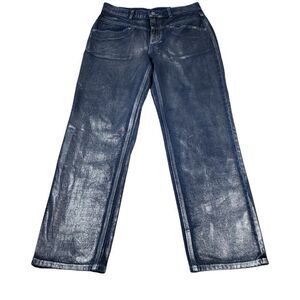 BDG Cowboy Jeans High Rise Straight Relaxed Blue Silver Painted Women's Size 31